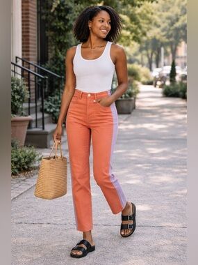 Rag & Bone “Modele”  skinny jeans in a rare peach + lilac  design. Size 23.NWT